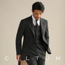 CULTUM精纺60羊毛那不勒斯意式西服套装男正装绅士免烫西装三件套