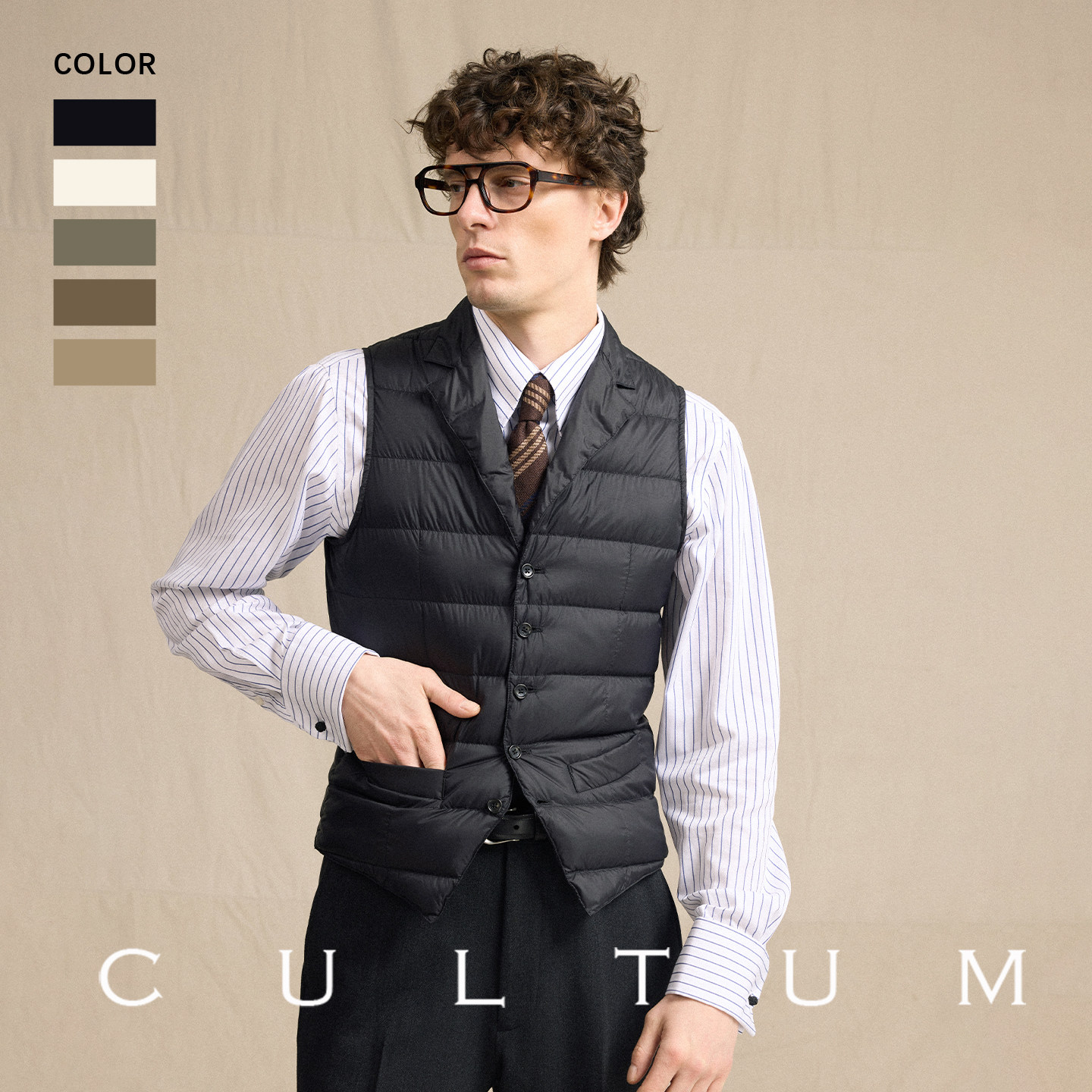 【90白鸭绒 保暖防钻绒】CULTUM高密防风立体裁剪西装领羽绒马甲