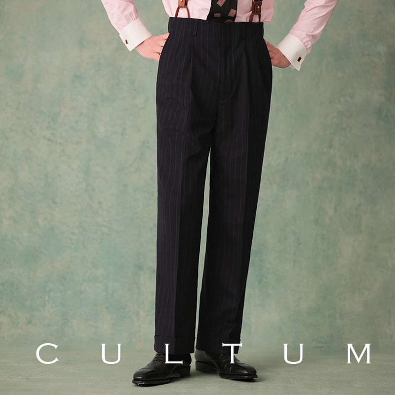 CULTUM 1930s复古加厚453g重竖条纹双褶好莱坞西裤男休闲西装长裤,男装,西裤,淘宝优惠券,粉丝福利购,淘宝优惠卷