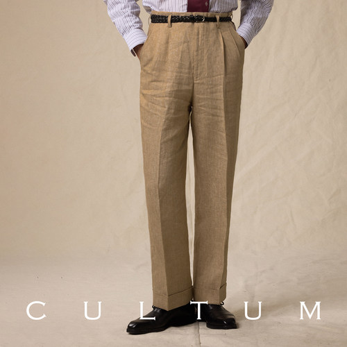 CULTUM开图法国亚麻商务休闲西裤