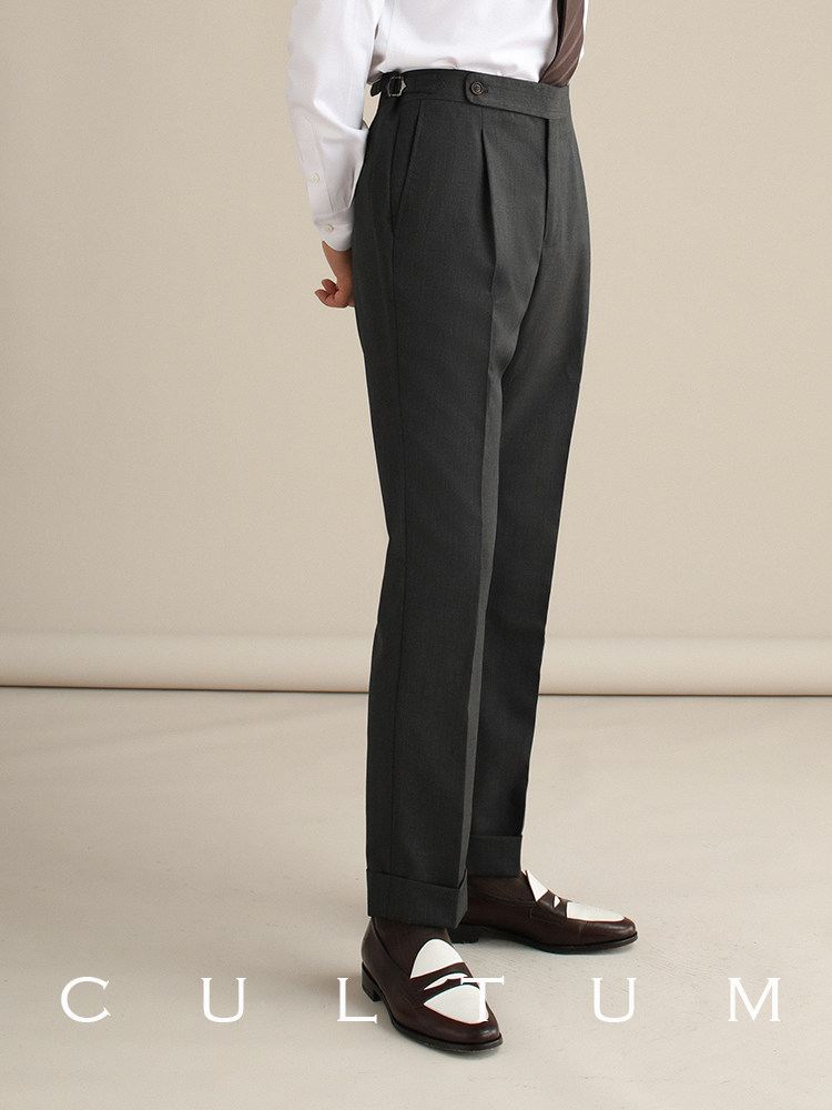 Men’s Italian Naples High-Waist Suit Pants – Elegant Formal Business Trousers