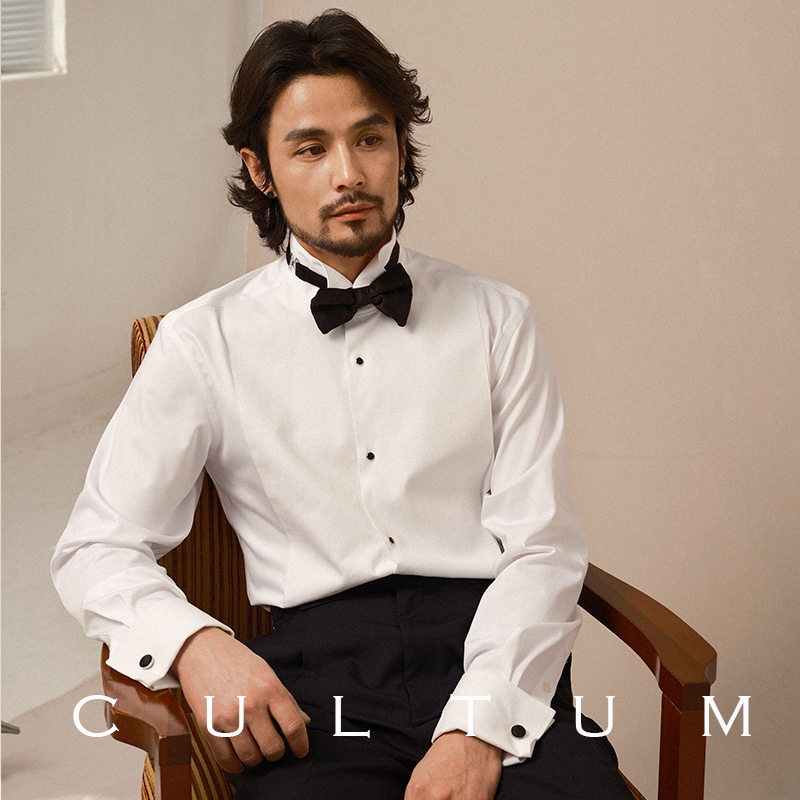 CULTUM ONE DAY舒适亲肤免烫翼领法式衬衫男商务绅士宴会礼服衬衣