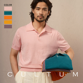 55%麻45%棉 针织衫 意式 polo衫 CULTUM 纯色休闲半袖 轻薄短袖 男夏季