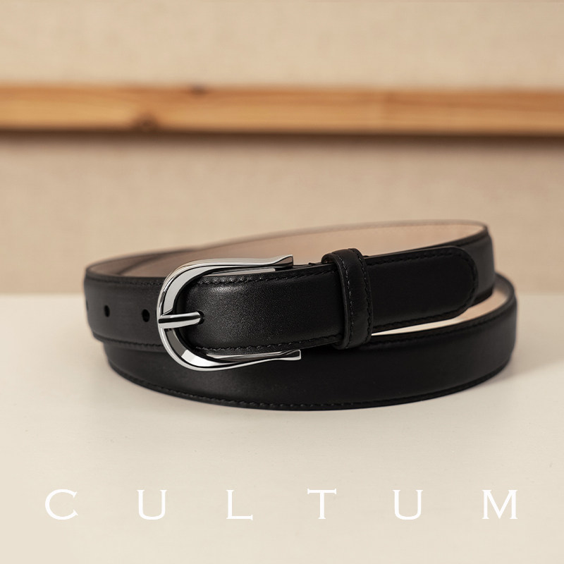 thumbnail for CULTUM 2.5cm Casual Versatile Retro Belt Men's Genuine Leather Pin Buckle Top Layer Pure Cowhide Young People's Belt