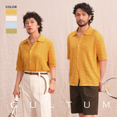 CULTUM开襟Polo领运动休闲风镂空针织开衫 100%优质长绒棉