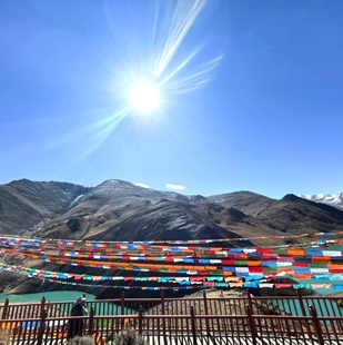 西藏手工印五色经幡 藏式手工棉布风马旗挂幡隆达全家福