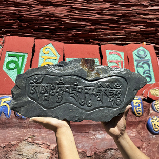 深刻玛尼石 西藏玛尼石手工雕刻原石  藏文雕刻嘛尼石 莲花生大师