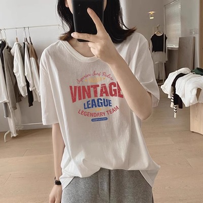 【新品直降】竹节棉V领短袖t恤女