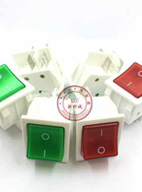 红色带灯 大号白色船型开关KCD4 长31 宽25 4脚2档 翘板16A/250V