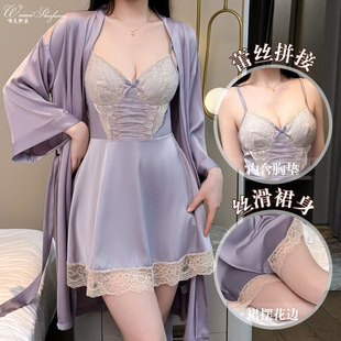 唯美纱蕾丝拼接纯欲睡衣女款助兴收腰显瘦法式风性感高级吊带睡裙