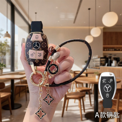 奔驰C200l钥匙套glc260车glc300l老款cla男gle450威霆V260壳e260