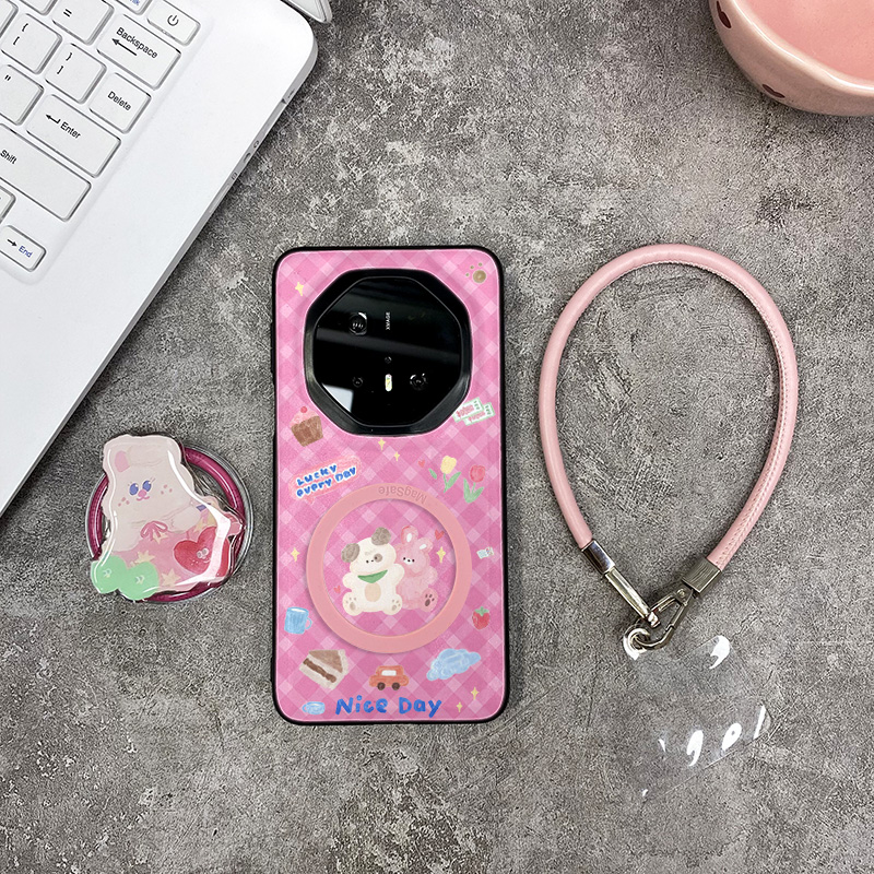 粉色兔子磁吸支架适用于华为mate70RS非凡大师手机壳mate60RS保时捷MATE50保护套mate40pro斜挎挂绳款