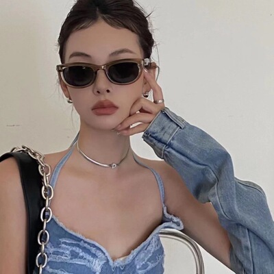 2024新款防紫外线猫眼墨镜女潮高级感欧美辣妹质感太阳眼镜男款