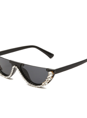 2020新款水钻半框猫眼女太阳镜