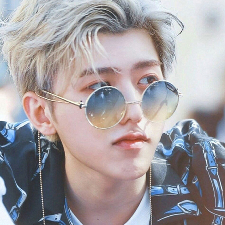 蔡徐坤同款眼镜链条太阳镜圆形原宿小圆框复古网红明星墨镜男女潮