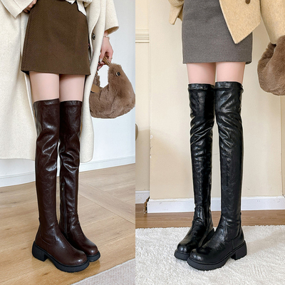 秋冬季厚底平底过膝长靴子单靴女靴加绒加厚雪地靴长筒靴40 41 42