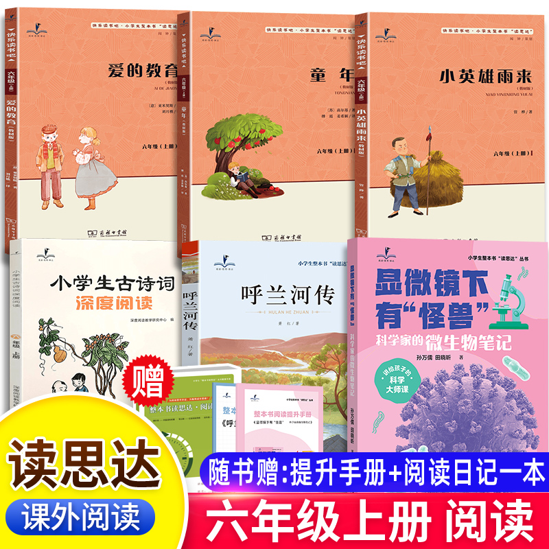25秋春读思达整本书阅读六年级上下册爱的教育呼兰河传童年显微镜下有怪兽小英雄雨来小学生古诗词深度阅读小兵张嘎6年级快乐读书