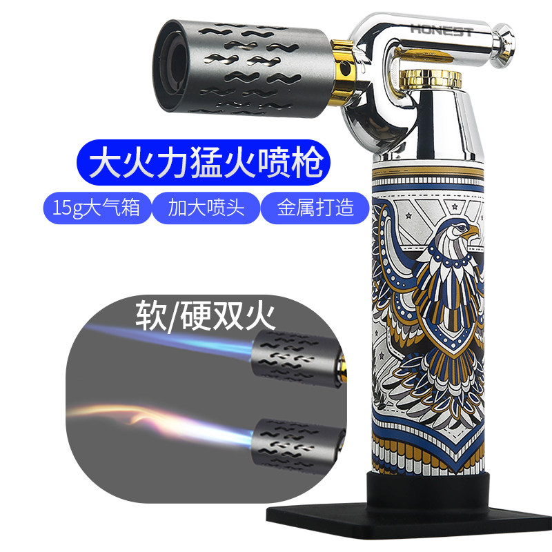 百诚防风直冲明火双火金属大火力打火机点香艾灸雪茄喷枪户外野营