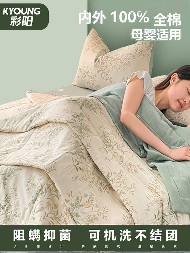 彩阳100%全棉内外抗菌除螨夏季清凉棉被芯、全棉棉被、空调棉被、,床上用品,化纤被,淘宝优惠券,粉丝福利购,淘宝优惠卷