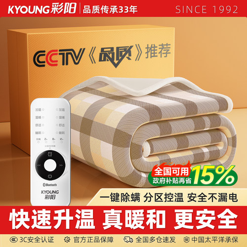 彩阳双人电热毯双控调温家用电褥