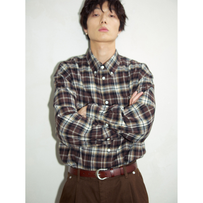 FERMENTEDSHIRT/复古全棉法兰绒格纹长袖衬衫