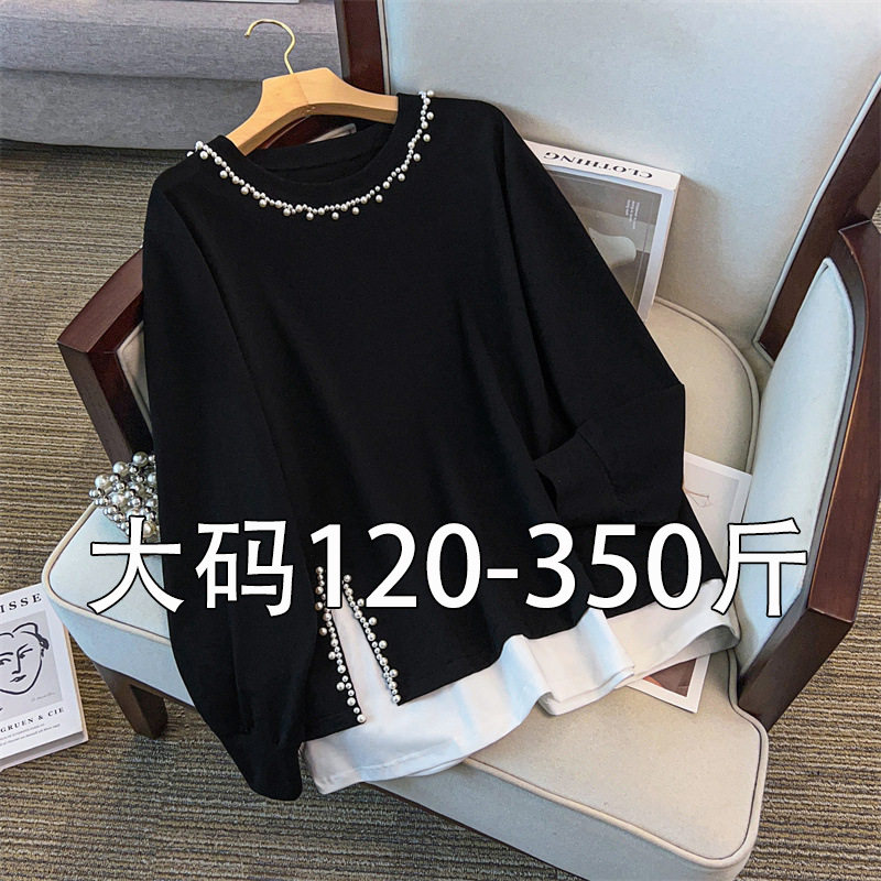 200/350斤超大码宽松秋季卫衣胖mm显瘦遮肚套头时尚百搭上衣加肥