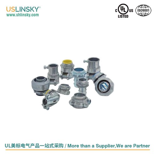 Linsky灵天UL美标EMT硬管转波纹管金属软管接头镀锌钢盒接锁母