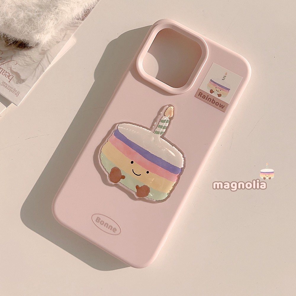 小众ins少女心彩虹蛋糕适用苹果16promax手机壳iphone17新款15pro女款14甜妹16plus韩系立体12温柔16全包软壳
