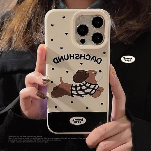 小众ins潮酷小狗iphone16pro适用17 max手机壳苹果15复古卡通13软