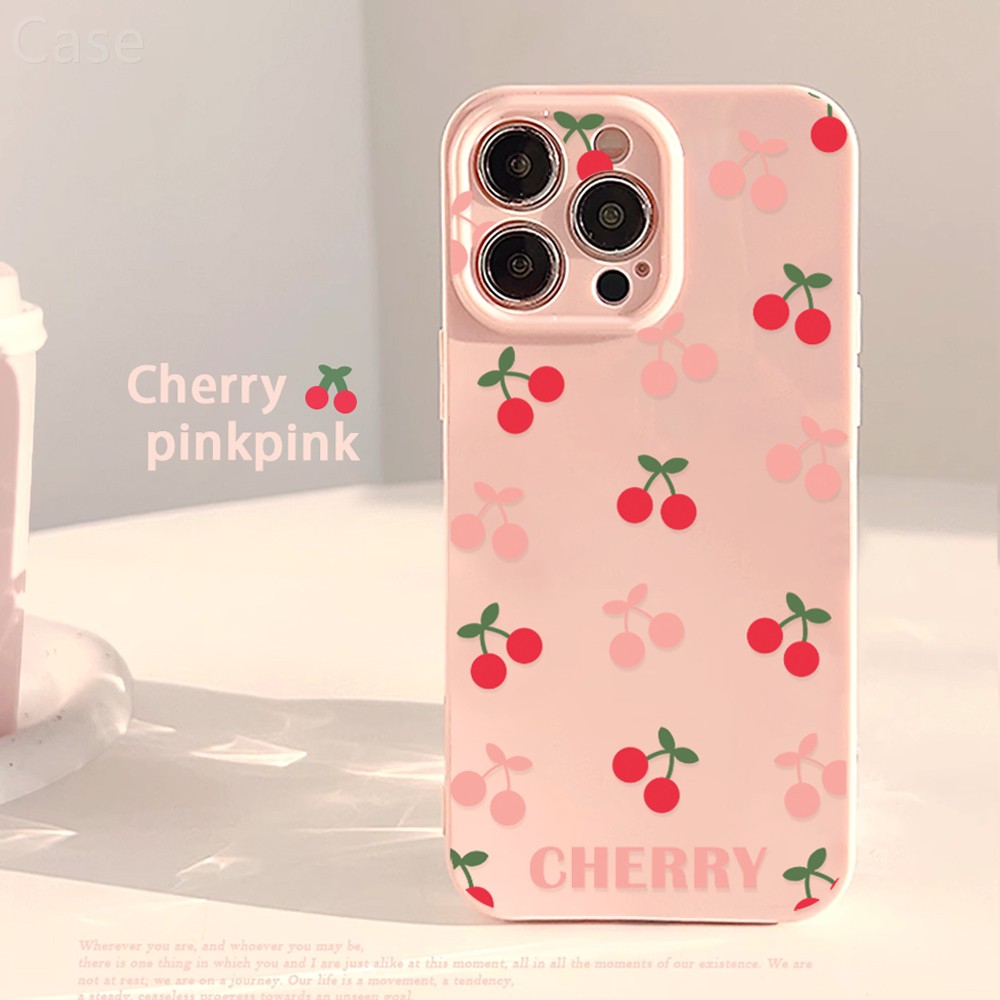 甜美ins粉色樱桃适用苹果17promax手机壳iphone13新款14pro女款16少女心韩系甜妹温柔11全包14保护套15软【价