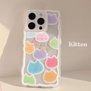 多巴胺猫咪适用苹果16手机壳15promax透明iPhone14防摔13