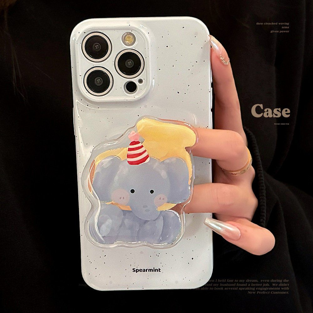 ins韩系小象支架适用iphone15pro max手机壳苹果16菲林软13全包12