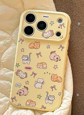 童趣可爱猫咪适用iPhone17pro max手机壳16防摔15pro软套1413