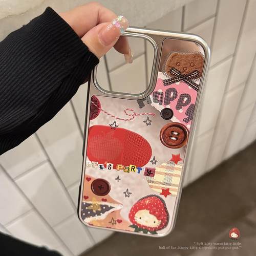 甜酷卡通适用苹果16promax手机壳iphone17电镀镜面14防摔13防摔硬