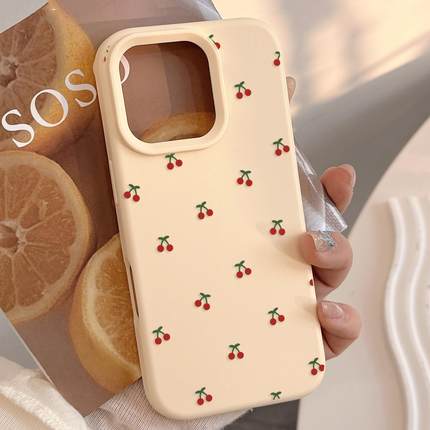 甜美小樱桃适用iphone16promax手机壳17苹果15软1213小众硅胶