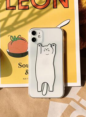 ins白色猫咪iphone16适用15pro max可爱14苹果13透明11软套11