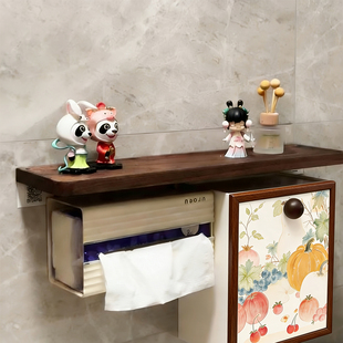 中古风卫生间置物架浴室收纳厕纸壁挂式纸巾盒厕所马桶侧边储物柜