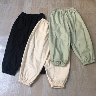 女装日单松紧腰三色纯棉松紧束脚灯笼裤哈伦裤女生夏季薄款休闲裤