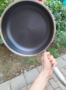 出口德国食品级不锈钢蜂窝煎锅平底不粘锅18/10早餐煎蛋牛排煎饼