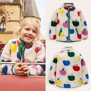 外贸英单BD女童中大童毛绒羊羔绒拉链外套保暖棉袄
