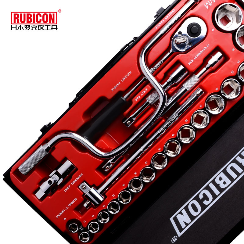 日本RUBICON罗宾汉RSS-024 10-32mm 1/2六角套筒扳手24件套装