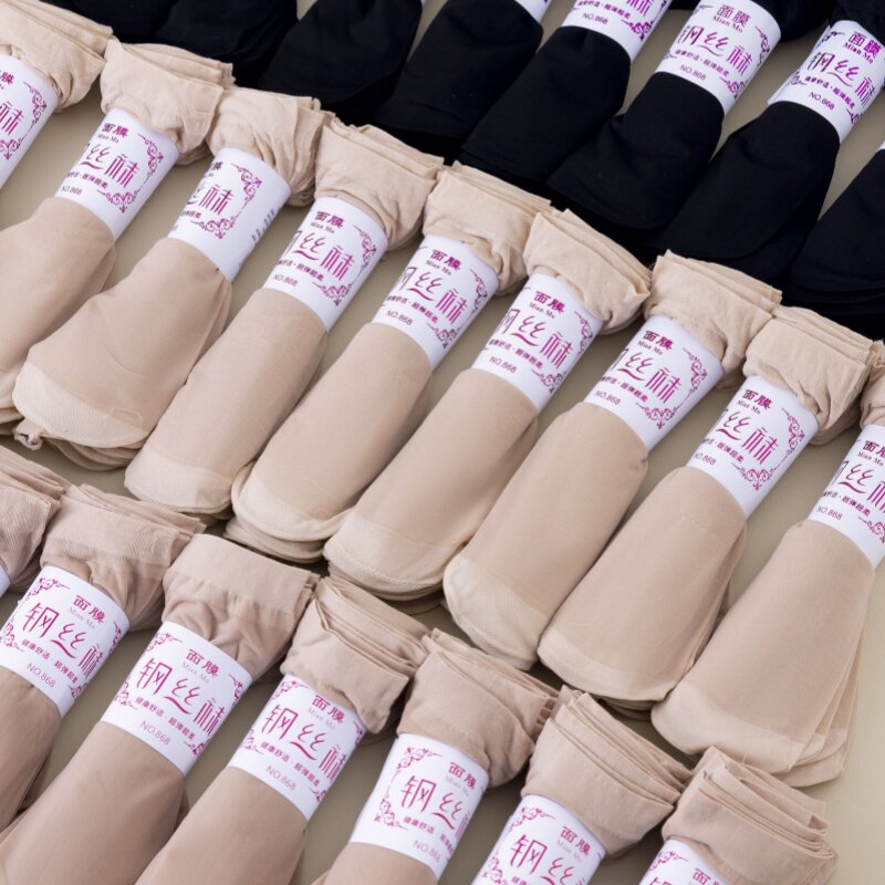 短款短筒天鹅绒包芯丝肉色女短丝袜防勾丝薄款春夏季黑色丝袜短袜图片