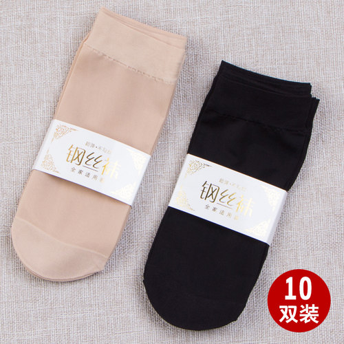 春秋丝袜短袜女士防勾丝钢丝袜黑色肉色薄款天鹅绒防滑短筒水晶丝 - 封面