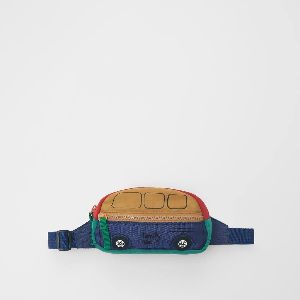 Z家新款卡通小汽车形腰包可爱儿童时尚撞色单肩斜跨小包迷你童包
