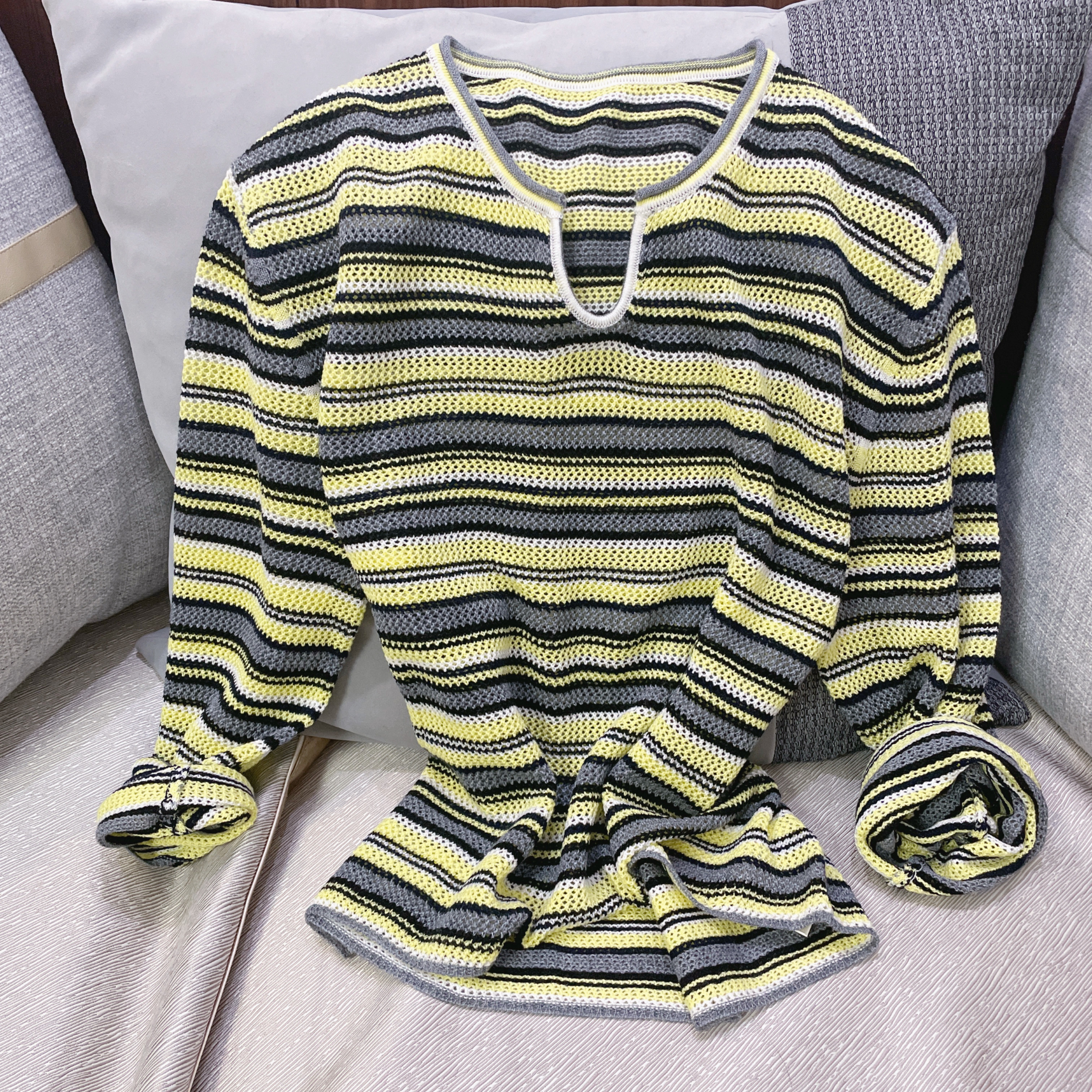 2026春夏新款韩版宽松显瘦百搭圆领条纹针织衫女毛衣上衣羊毛衫