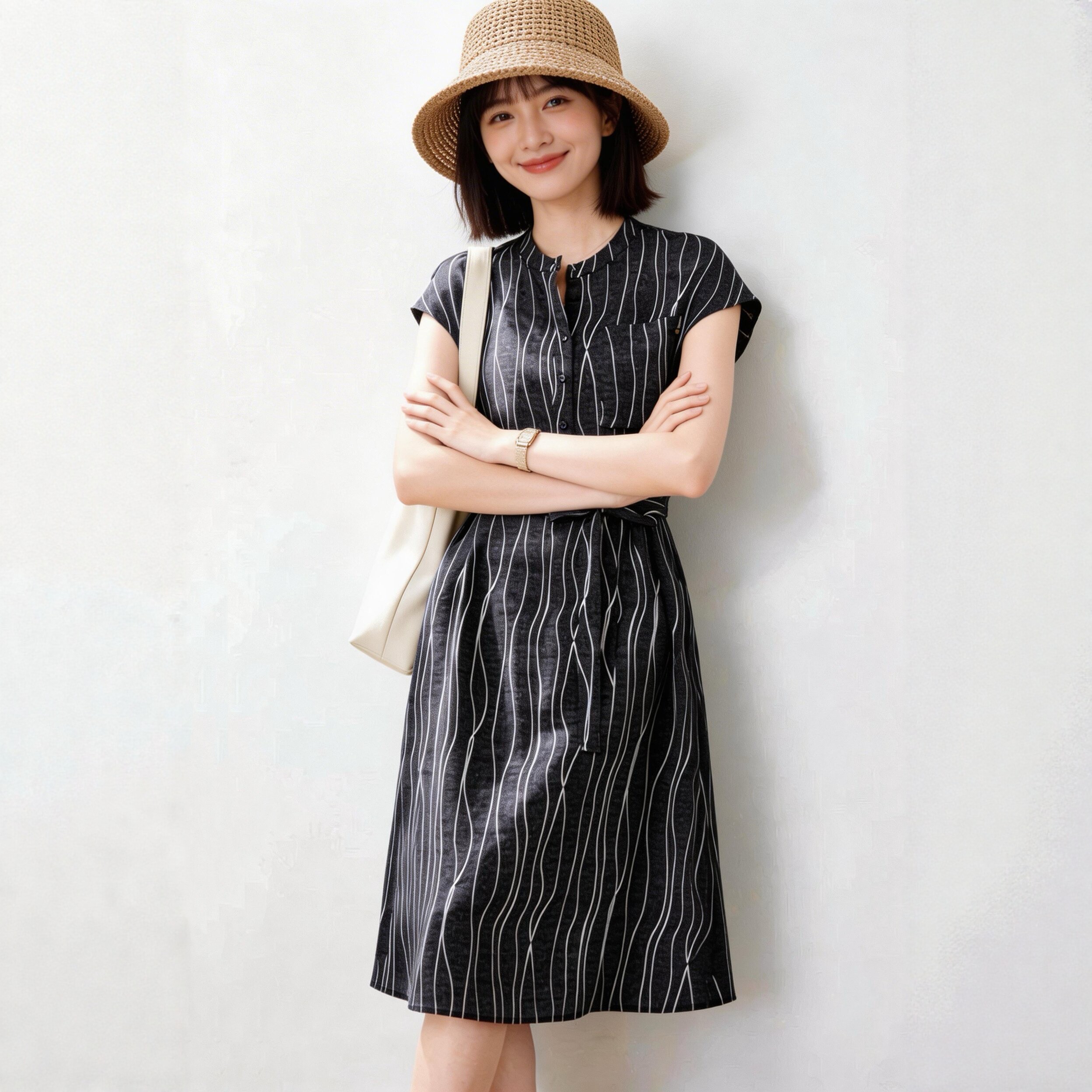 真丝连衣裙抗皱工艺 条纹连衣裙女2026夏新款休闲时尚气质长裙