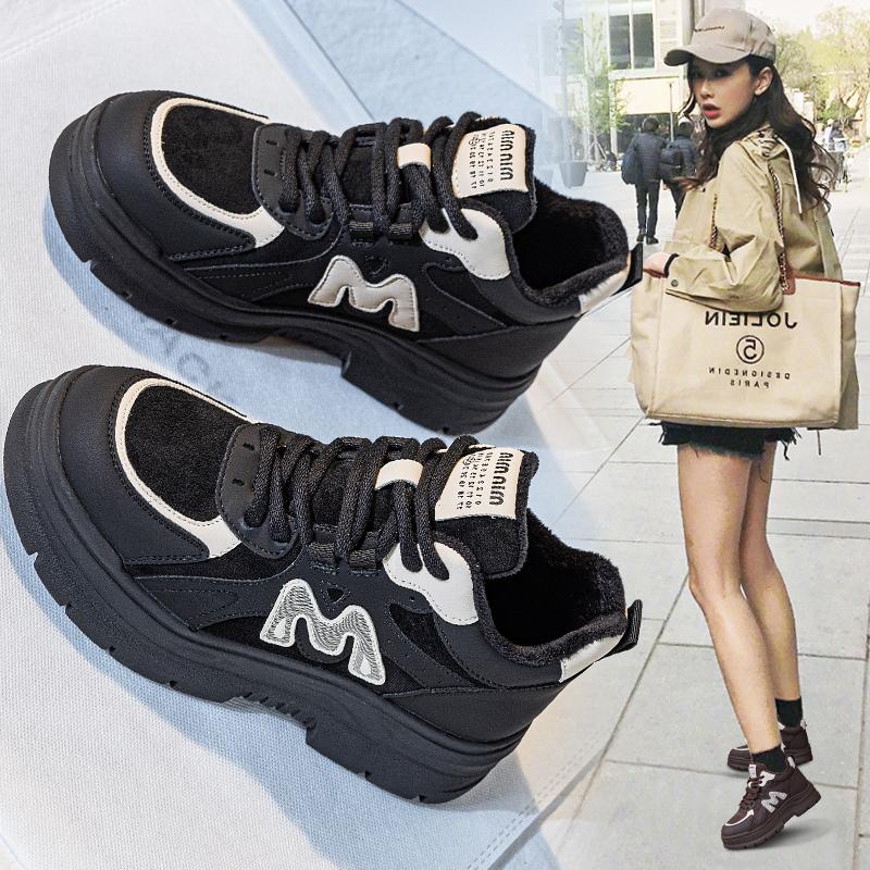 真皮厚底老爹鞋韩版透气