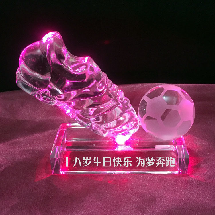水晶足球世界杯纪念品创意刻字