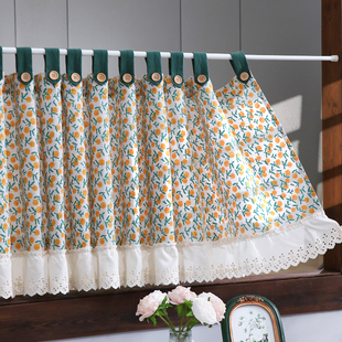 穿杆布艺门帘碎花田园风韩式窗帘免打孔隔断装饰隐私帘厨房卧室帘