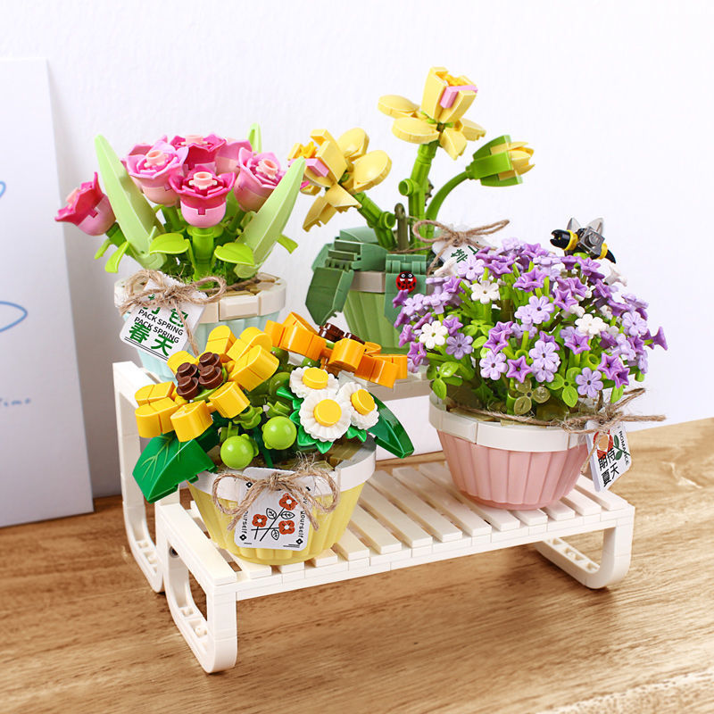 LOZ积木微观花卉花束永生花绿植物盆栽摆件小颗粒拼装玩具 教师节